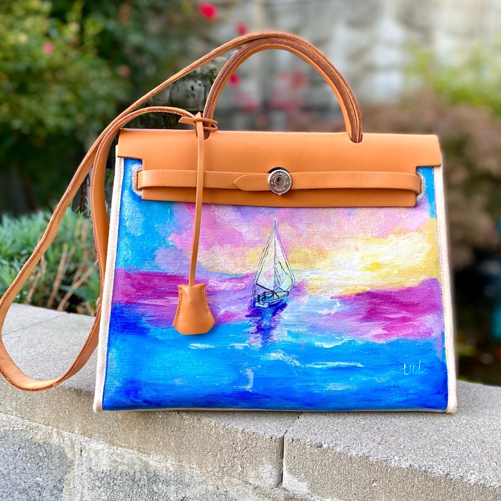 Hand painted Hermes Herbag - Picture 1 of 16